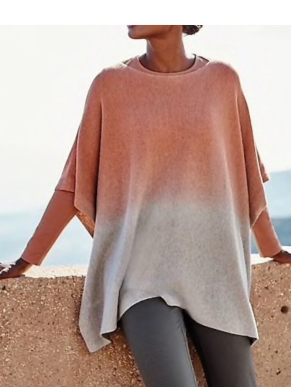 J Jill Purejill Gradient Rib-Knit Poncho